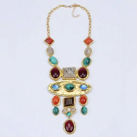 Boho stone drop necklace M596 - Picture 2 of 5